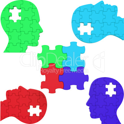 Teamwork Heads Means Think About It And Combined