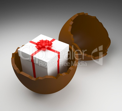 Easter Egg Represents Gift Box And Choc