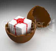 Easter Egg Represents Gift Box And Choc