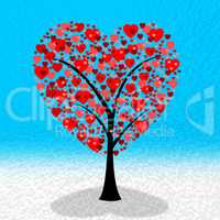 Hearts Tree Shows Valentines Day And Affection