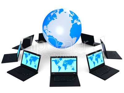Global Network Indicates Digital Globe And Internet