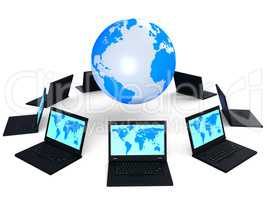 Global Network Indicates Digital Globe And Internet