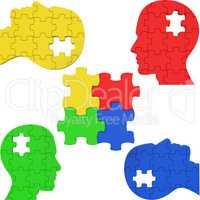 Think Puzzle Indicates Team Work And Consideration