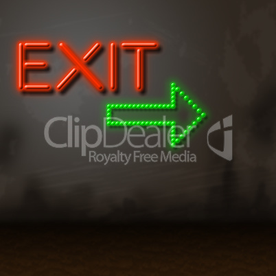 Exit Neon Indicates Escaping Exits And Glow