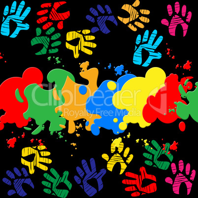 Colourful Handprints Indicates Color Colors And Backgrounds