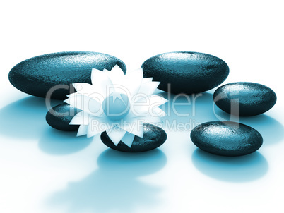 Spa Stones Indicates Floral Pebble And Calmness