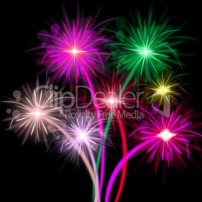 Fireworks Color Represents Explosion Background And Celebrate