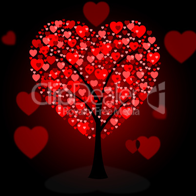 Hearts Tree Means Valentine's Day And Forest