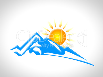 Snow Mountain Represents Sun Snowy And Sunshine
