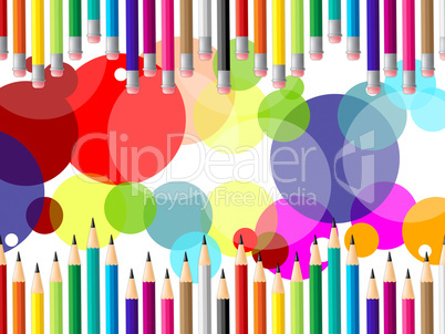 Education Pencils Indicates Multicoloured Stationery And Schooli