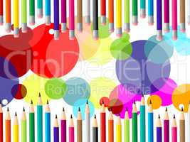 Education Pencils Indicates Multicoloured Stationery And Schooli