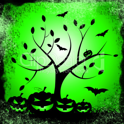 Tree Halloween Represents Trick Or Treat And Environment