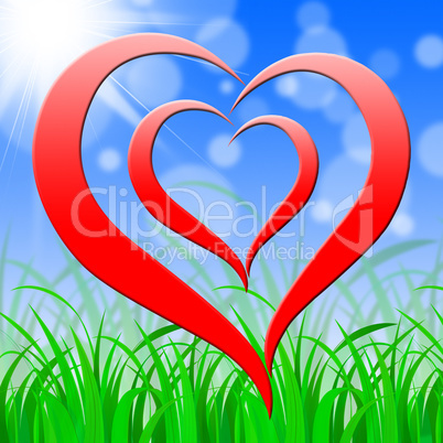 Background Heart Shows Valentines Day And Backdrop