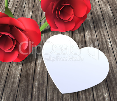 Roses Heart Indicates Valentines Day And Bloom