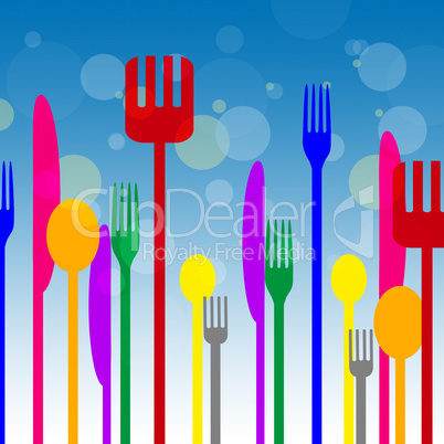 Spoons Forks Represents Knife Utensils And Cutlery