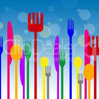 Spoons Forks Represents Knife Utensils And Cutlery