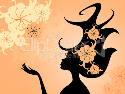 Hairdo Hairstyle Shows Young Woman And Floral