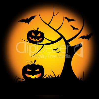 Pumpkin Halloween Represents Trick Or Treat And Environment