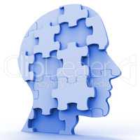 Jigsaw Head Represents Plans Person And Piece