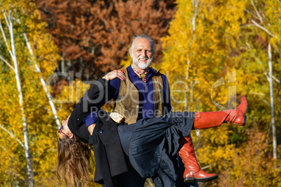 Elderly couple dancing