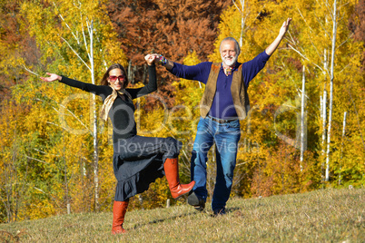 Autumn dance on a meadow