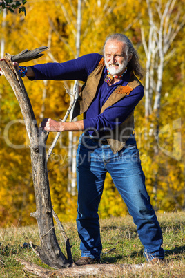 Elderly man's outdoor exercise