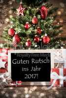 Christmas Tree With Bokeh Effect, Text 2017