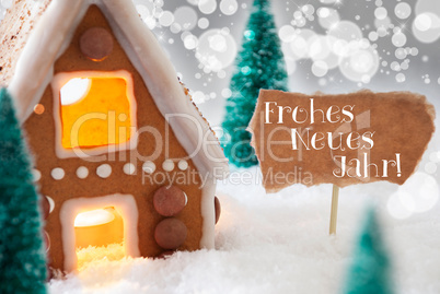 Gingerbread House, Silver Background, Neues Jahr Means New Year