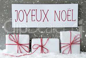 White Gift With Snowflakes, Joyeux Noel Means Merry Christmas