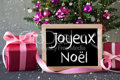 Tree With Gifts, Snowflakes, Joyeux Noel Means Merry Christmas