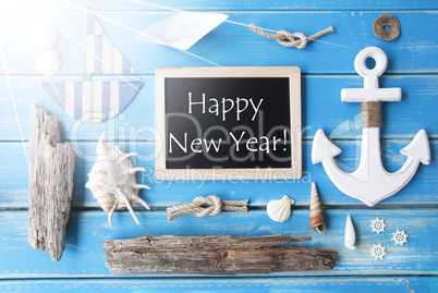 Sunny Nautic Chalkboard And Text Happy New Year