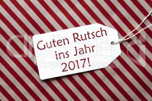 Label, Red Paper, Guten Rutsch 2017 Means Happy New Year