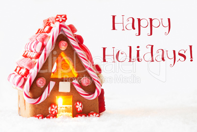 Gingerbread House, White Background, Text Happy Holidays