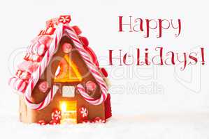 Gingerbread House, White Background, Text Happy Holidays