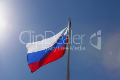 National flag of Russia on a flagpole