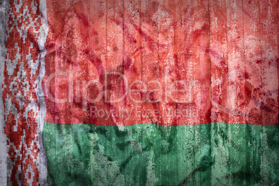 Grunge style of Belarus flag on a brick wall