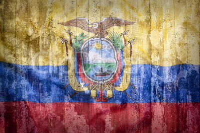 Grunge style of Ecuador flag on a brick wall