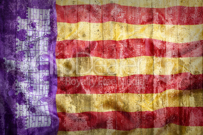 Grunge style of Majorca flag on a brick wall