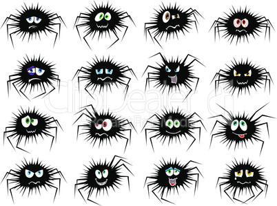 Halloween set of sixteen spider characters