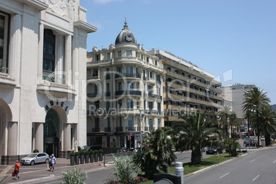 Beautiful hotel building on the Mediterranean coast.