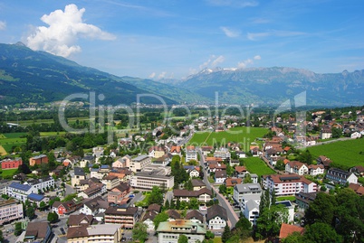 View over Vaduz, Liechtenstein from the castle.