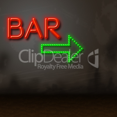 Neon Bar Indicates Tavern Bright And Glow