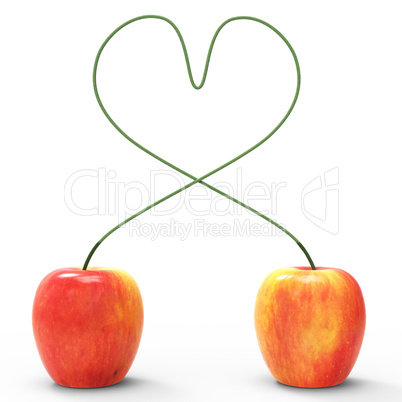 Apple Heart Indicates Valentines Day And Love