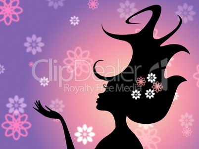 Girl Hair Represents Young Woman And Petal