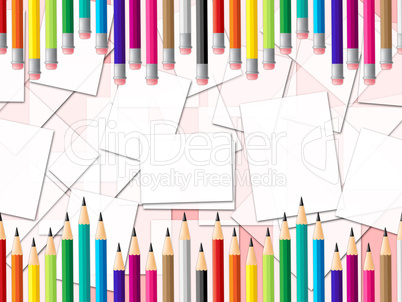 Pencils Education Shows Colourful Learn And Colour