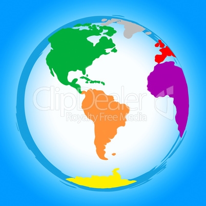 World Globe Represents Colors Earth And Colour