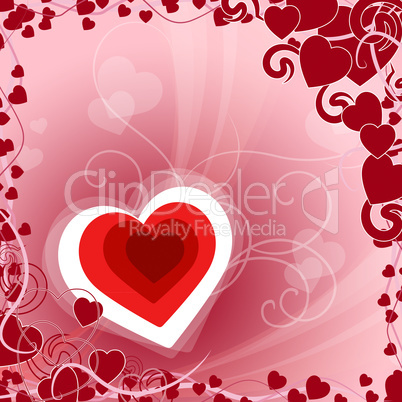 Red Heart Indicates Valentines Day And Background