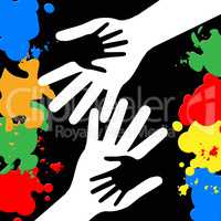 Holding Hands Represents Paint Colors And Bonding