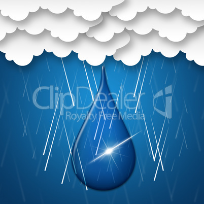 Rain Drop Indicates Clothes Line And Clothespin