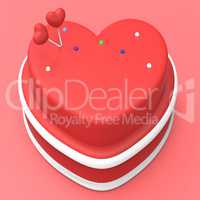 Heart Cake Represents Valentines Day And Gateau